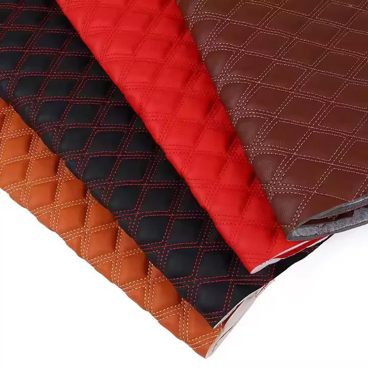 Customized Various Embroidered Design Pattern Synthetic Leather Product For Car Seat And Floor Mat