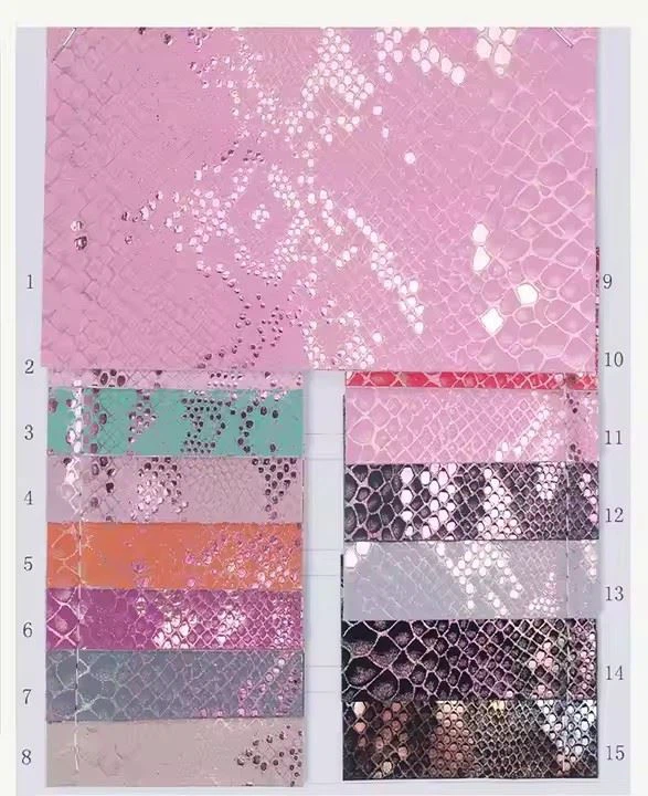 Metallic Foil Python Faux Leather Synthetic Snake Skin Leather Pu Synthetic Leather For Handbags
