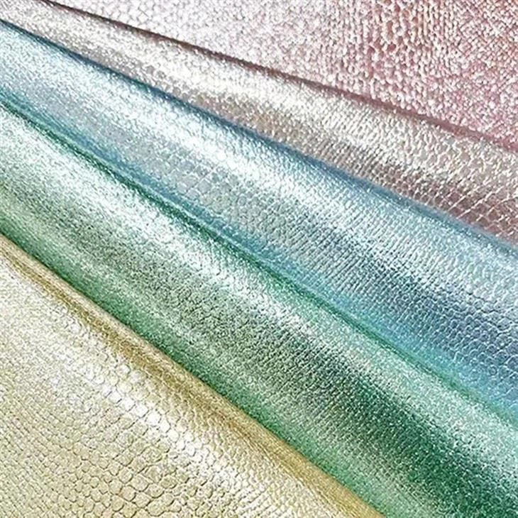 Colorful Metallic Gold Cracked Snake Texture Shiny Sparkly Leather